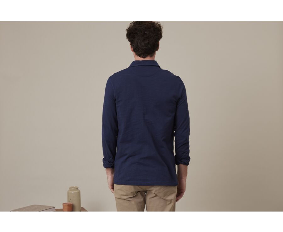 Navy Men's long sleeve polo shirt - AIDEN ML