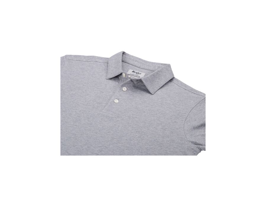 Light Grey Melange Men's long sleeve polo shirt - AIDEN ML