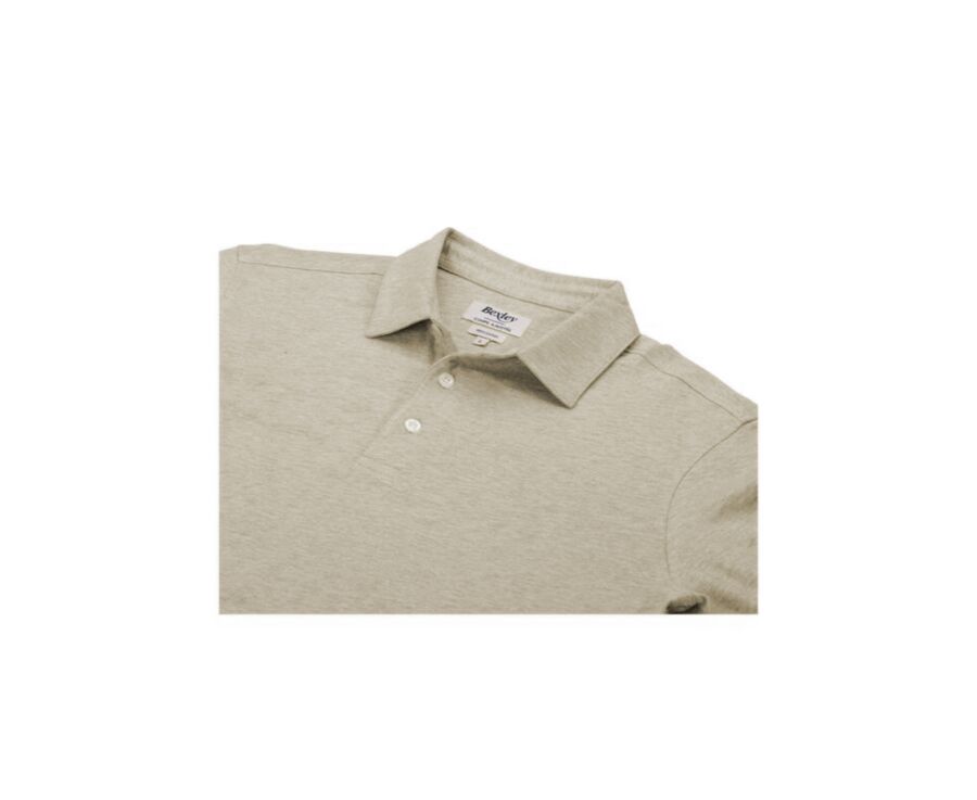 Light Taupe Melange Men's long sleeve polo shirt - AIDEN ML