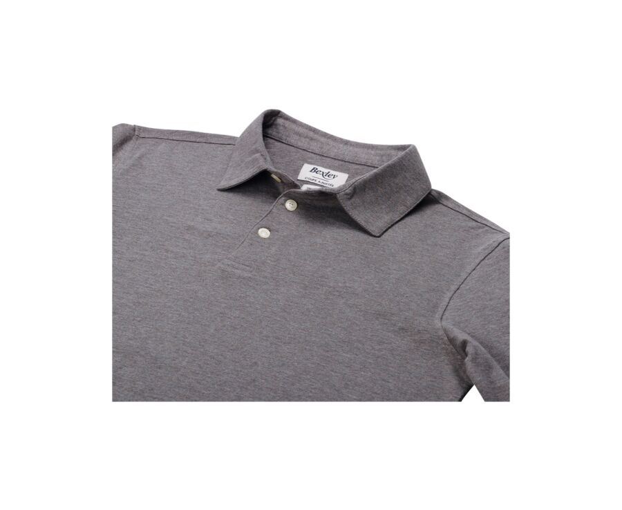 Khaki Melange Men's long sleeve polo shirt - AIDEN