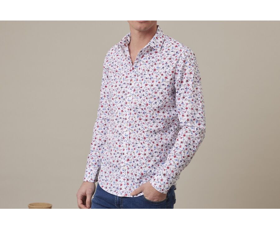 Blue red & Beige printed shirt - RODÉRIC