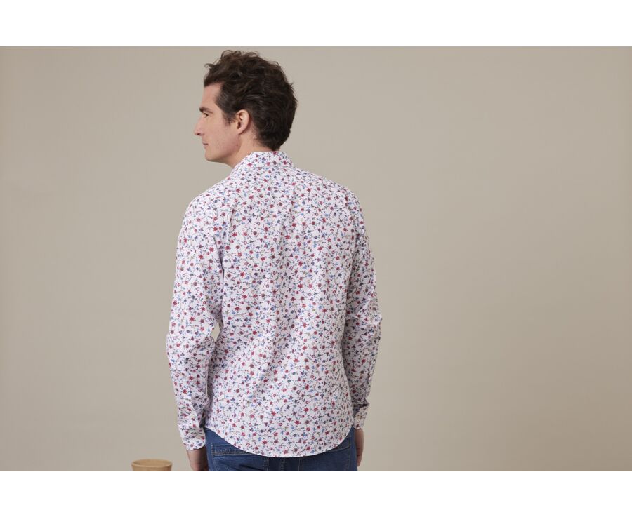 Blue red & Beige printed shirt - RODÉRIC
