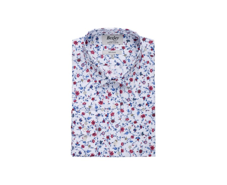 Blue red & Beige printed shirt - RODÉRIC