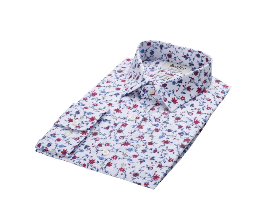 Blue red & Beige printed shirt - RODÉRIC