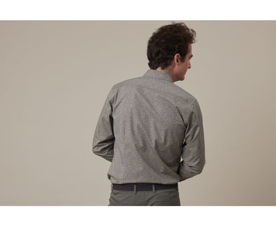 Blue & Beige printed shirt - ULDÉRIC
