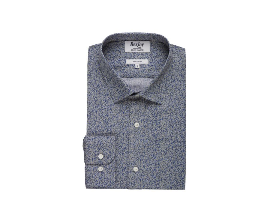 Blue & Beige printed shirt - ULDÉRIC