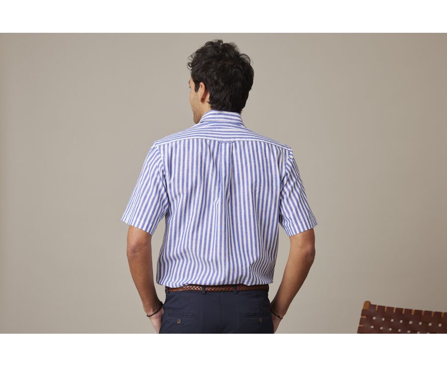 Blue ocean short sleeve shirt with white stripes  - SALVIEN MC