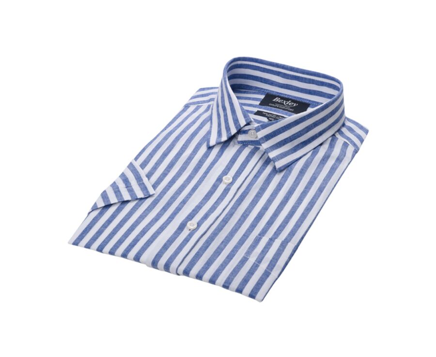 Blue ocean short sleeve shirt with white stripes  - SALVIEN MC