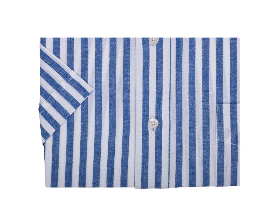 Blue ocean short sleeve shirt with white stripes  - SALVIEN MC