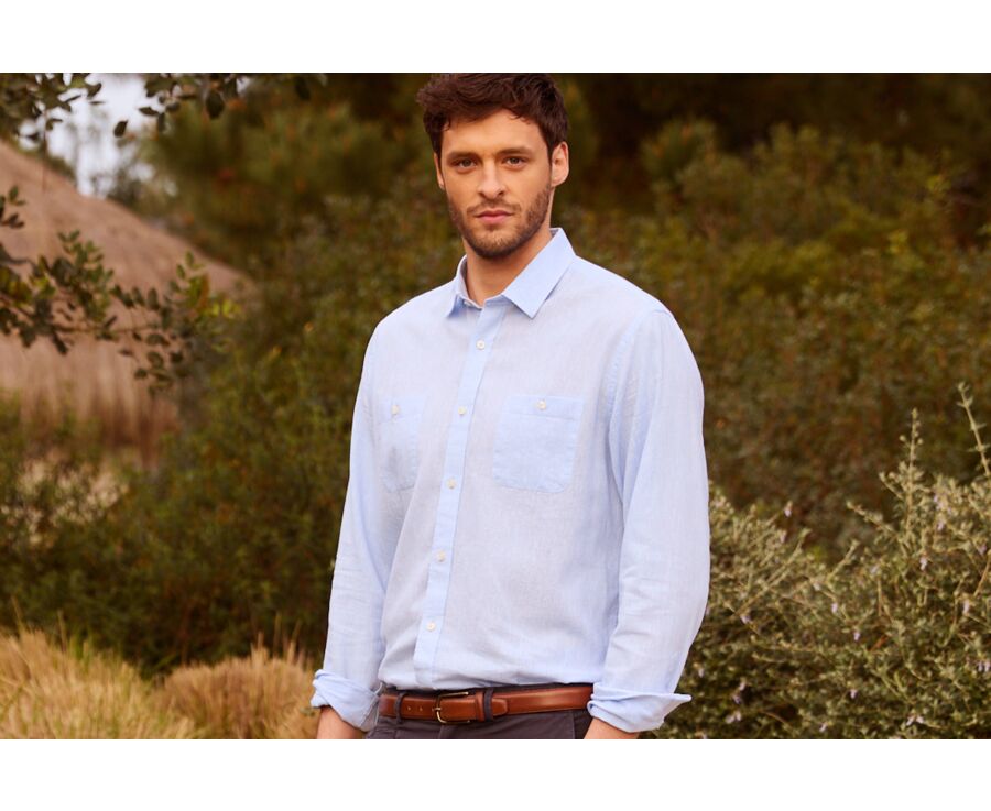 Light Blue Chambray cotton linen shirt - SIPHÉRIN