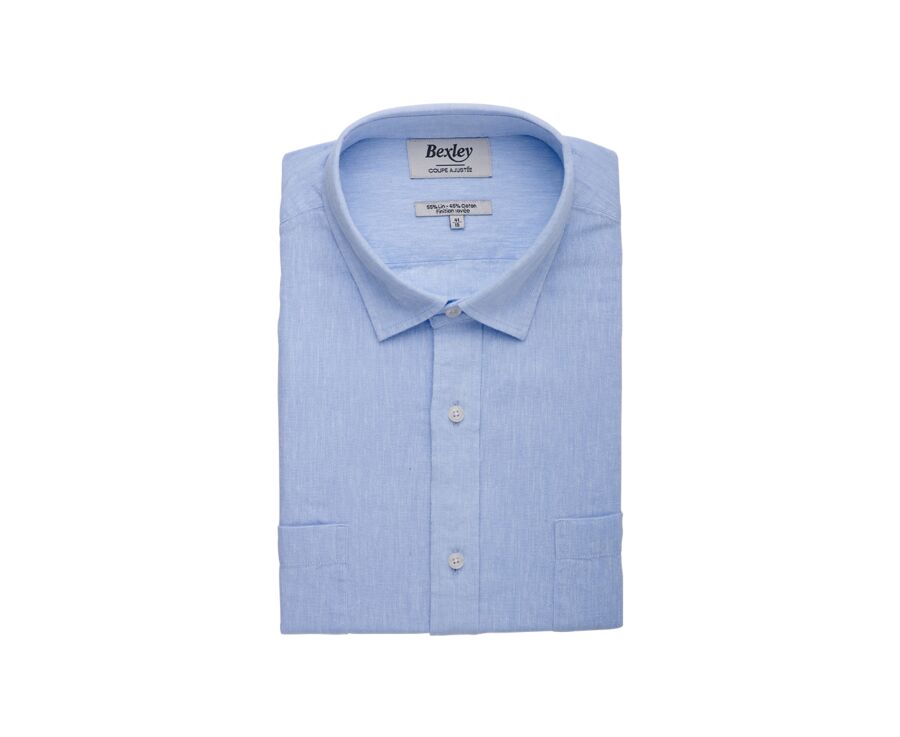 Light Blue Chambray cotton linen shirt - SIPHÉRIN