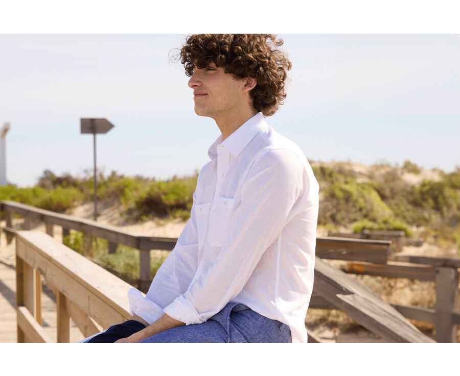 White Chambray cotton linen shirt - SIPHÉRIN