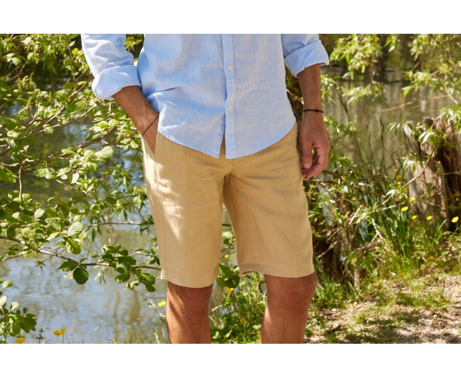 Beige linen shorts - BORYS
