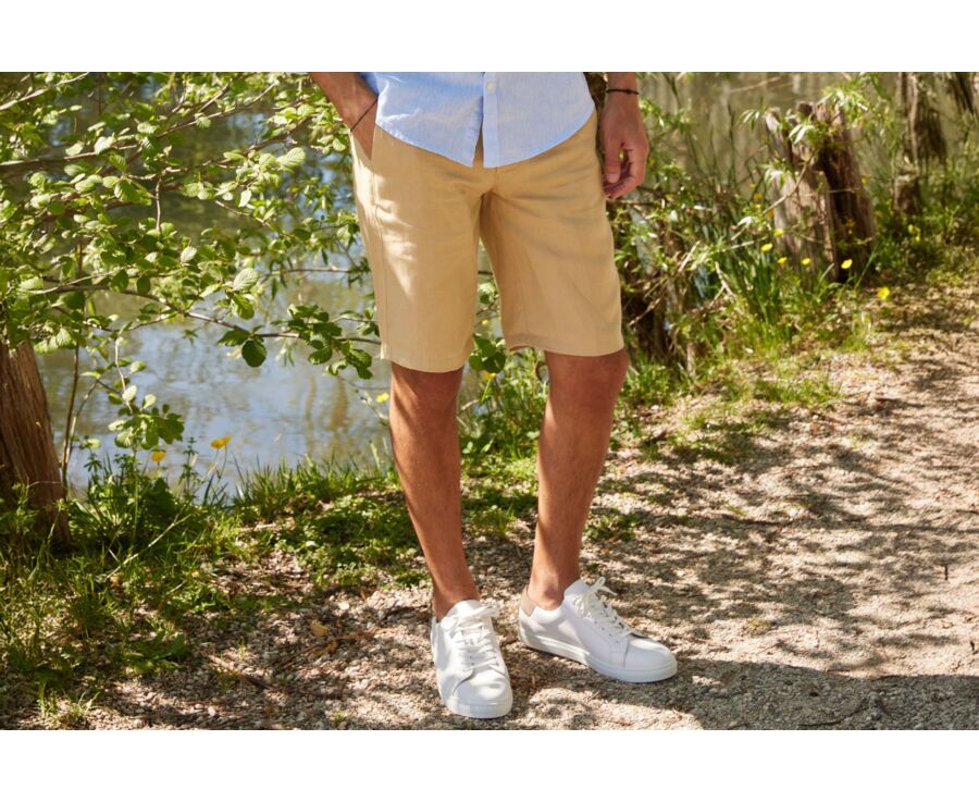Beige linen shorts - BORYS