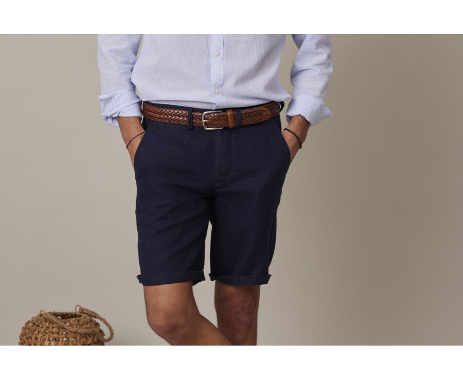 Navy linen shorts - BORYS