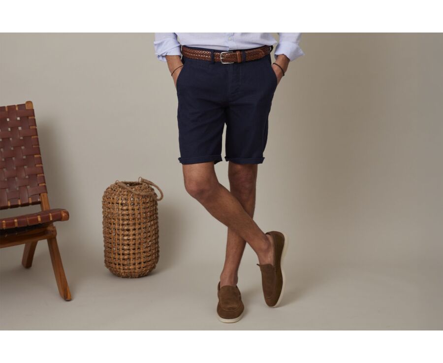Navy linen shorts - BORYS