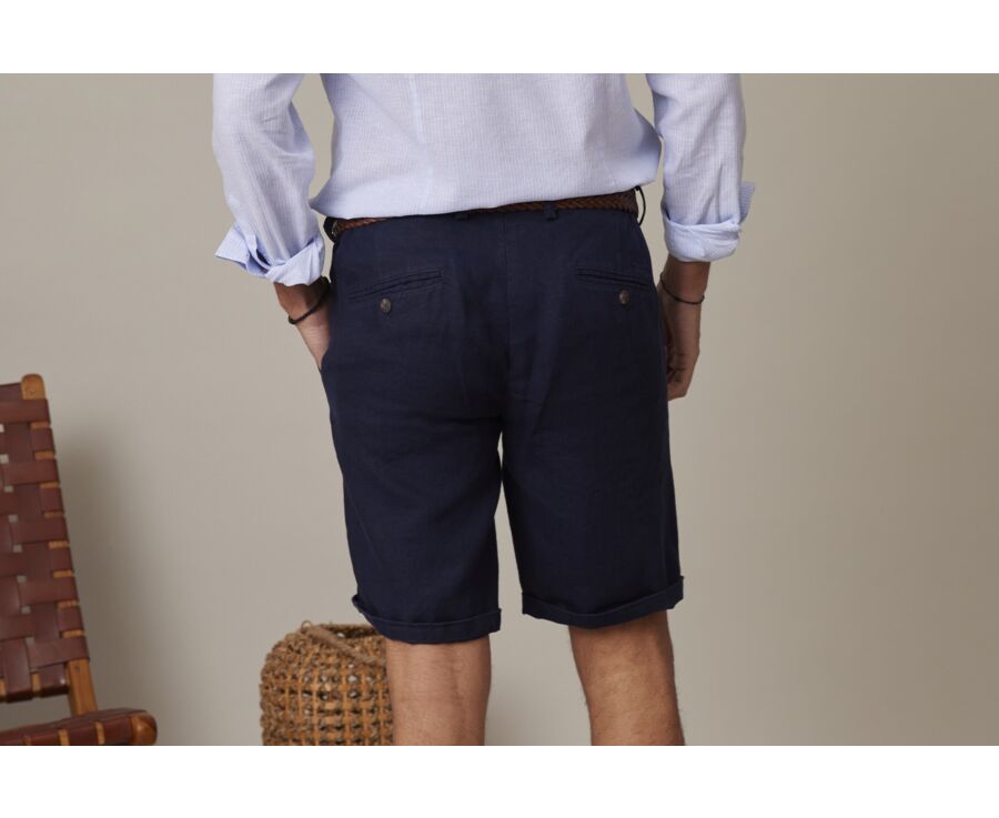 Navy linen shorts - BORYS