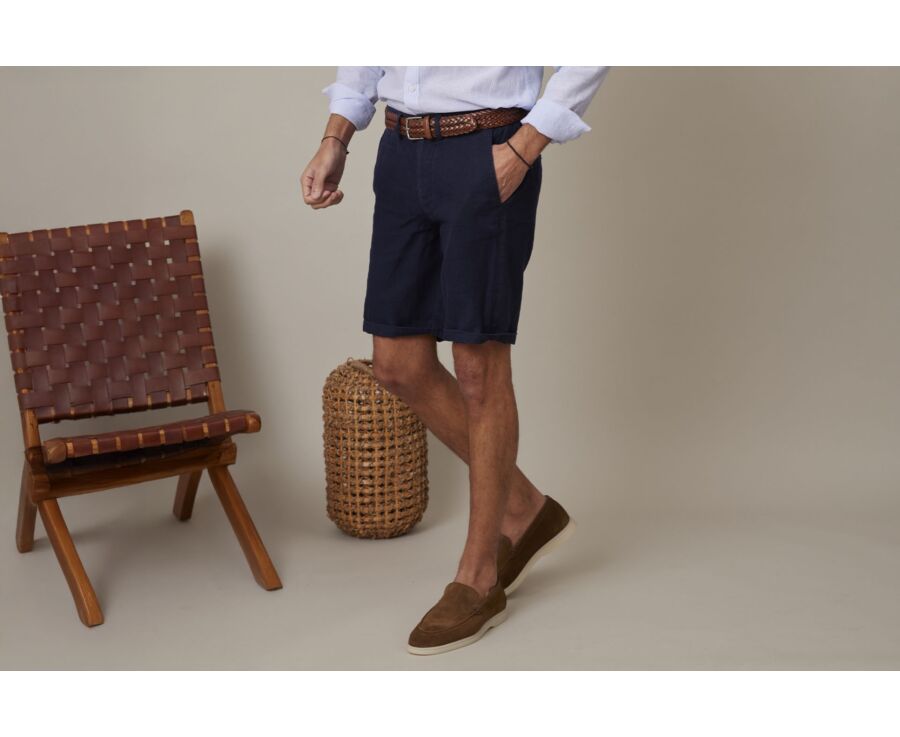 Navy linen shorts - BORYS