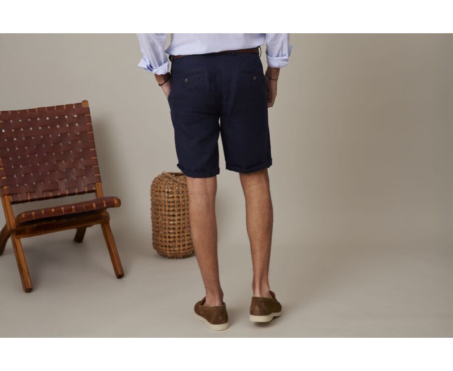 Navy linen shorts - BORYS