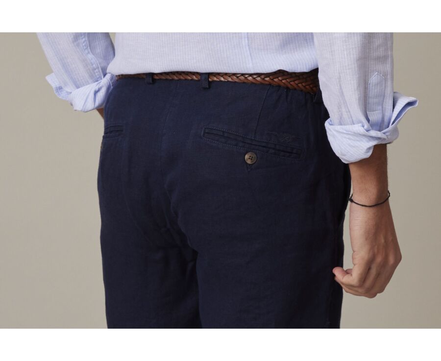 Navy linen shorts - BORYS