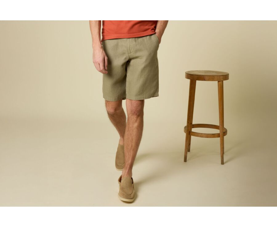 Taupe Linen Bermuda Shorts - BORYS