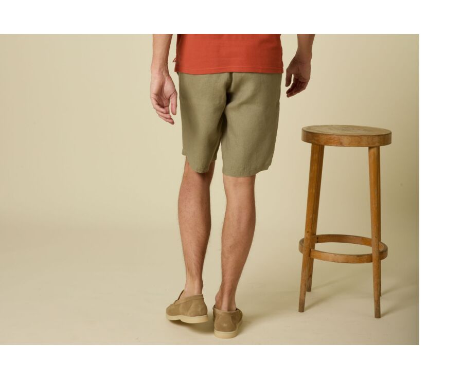 Taupe Linen Bermuda Shorts - BORYS