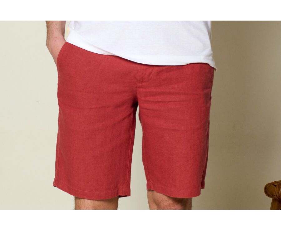 Raspberry linen shorts - BORYS