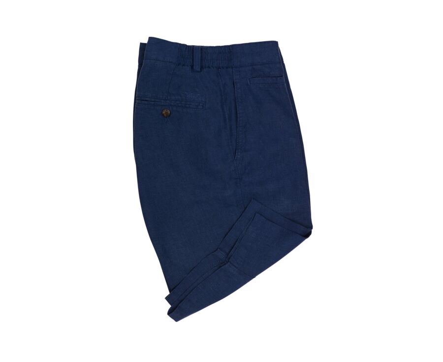Indigo Blue Linen Bermuda Shorts - BORYS