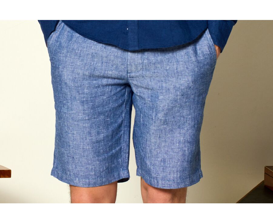 Blue Chambray linen shorts - BORYS