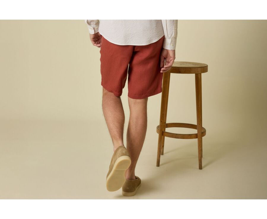 Terracotta Linen Bermuda Shorts - BORYS