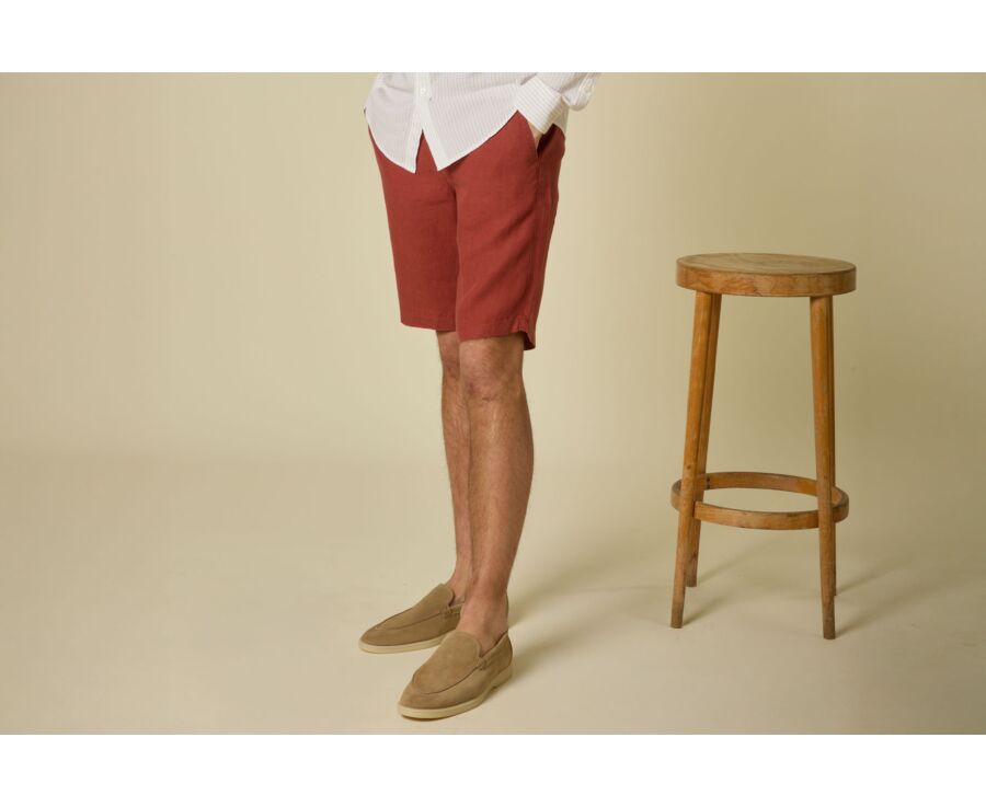 Terracotta Linen Bermuda Shorts - BORYS