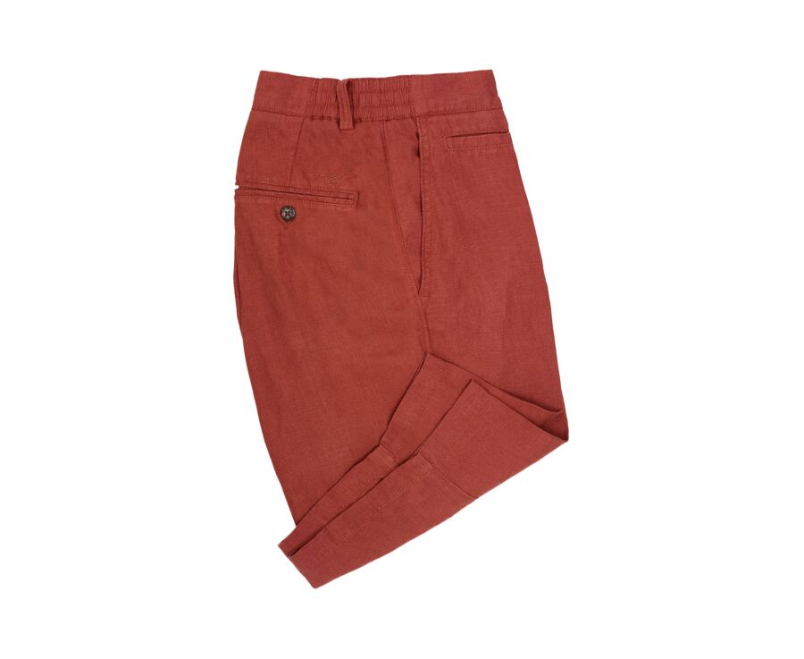 Terracotta Linen Bermuda Shorts - BORYS