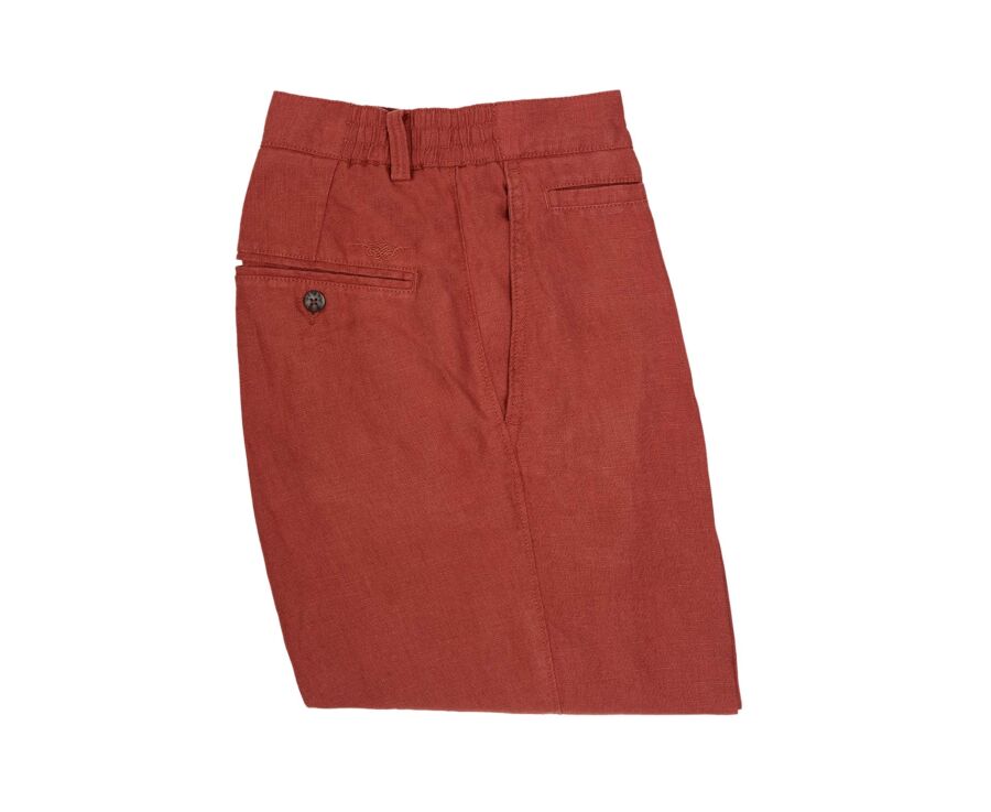 Terracotta Linen Bermuda Shorts - BORYS