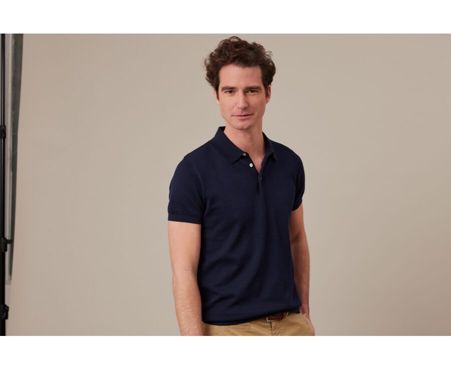 Navy men's polo shirt - BRAIDEN