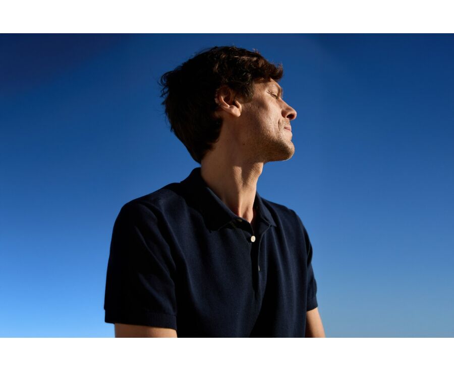Navy men's polo shirt - BRAIDEN