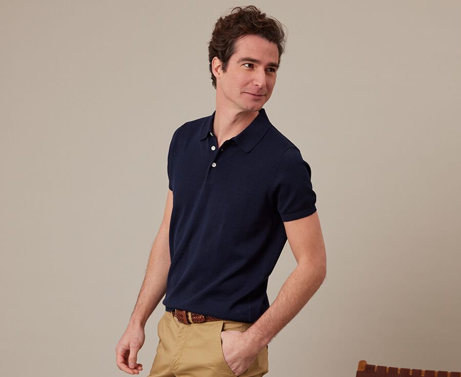 Navy men's polo shirt - BRAIDEN
