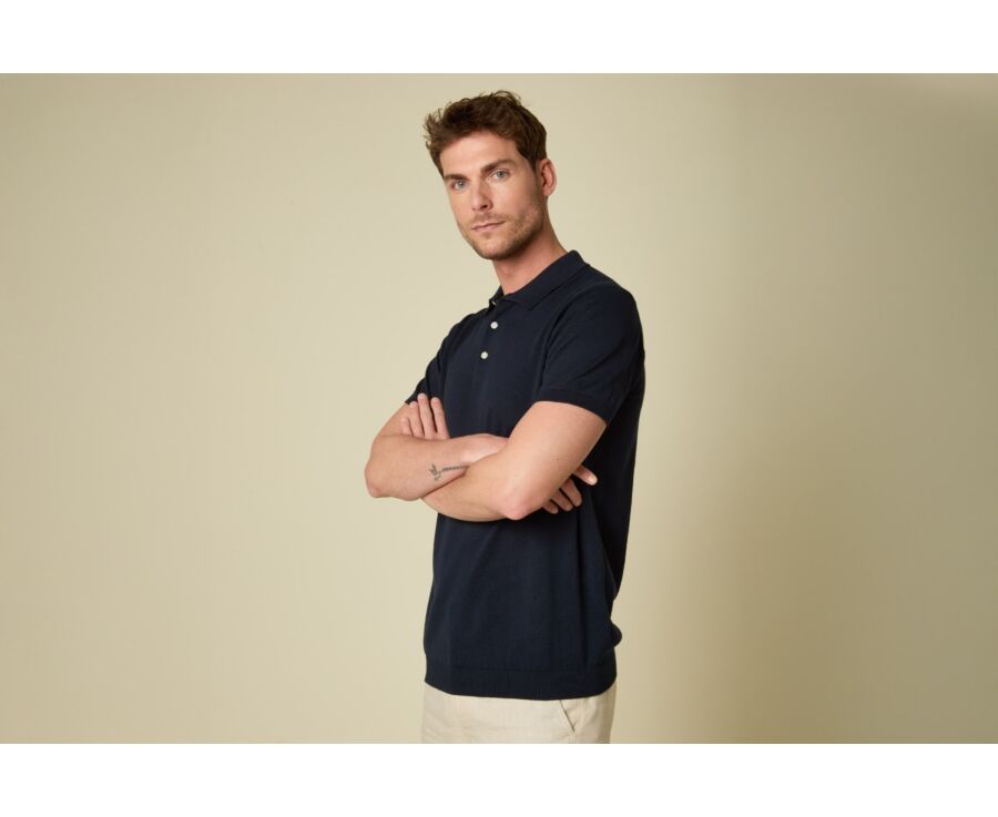 Navy men's polo shirt - BRAIDEN