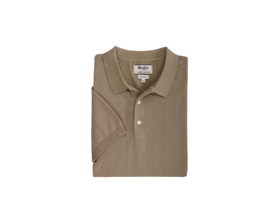 Taupe men's polo shirt - BRAIDEN