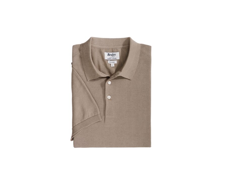 Taupe men's polo shirt - BRAIDEN