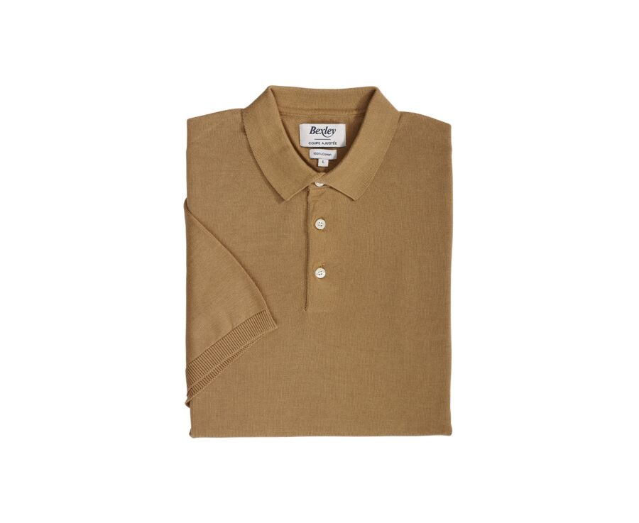 Men’s Dress Knit Polo Shirt  Camel - BRAIDEN
