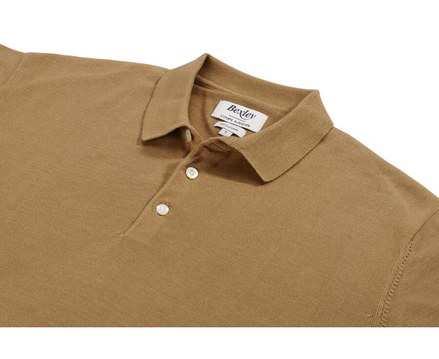 Men’s Dress Knit Polo Shirt  Camel - BRAIDEN
