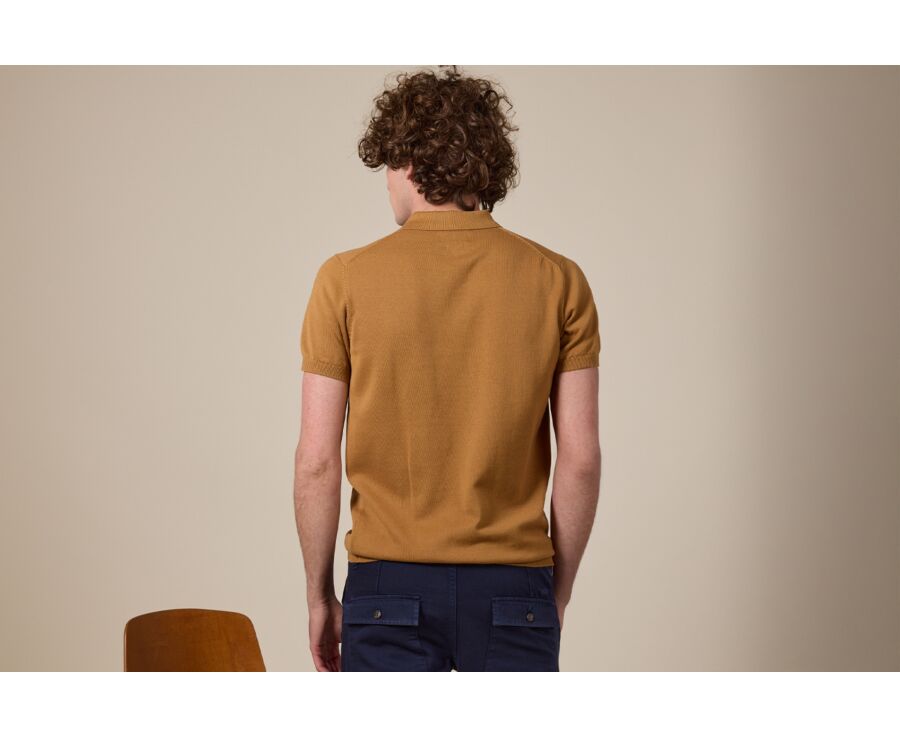 Men’s Dress Knit Polo Shirt  Camel - BRAIDEN