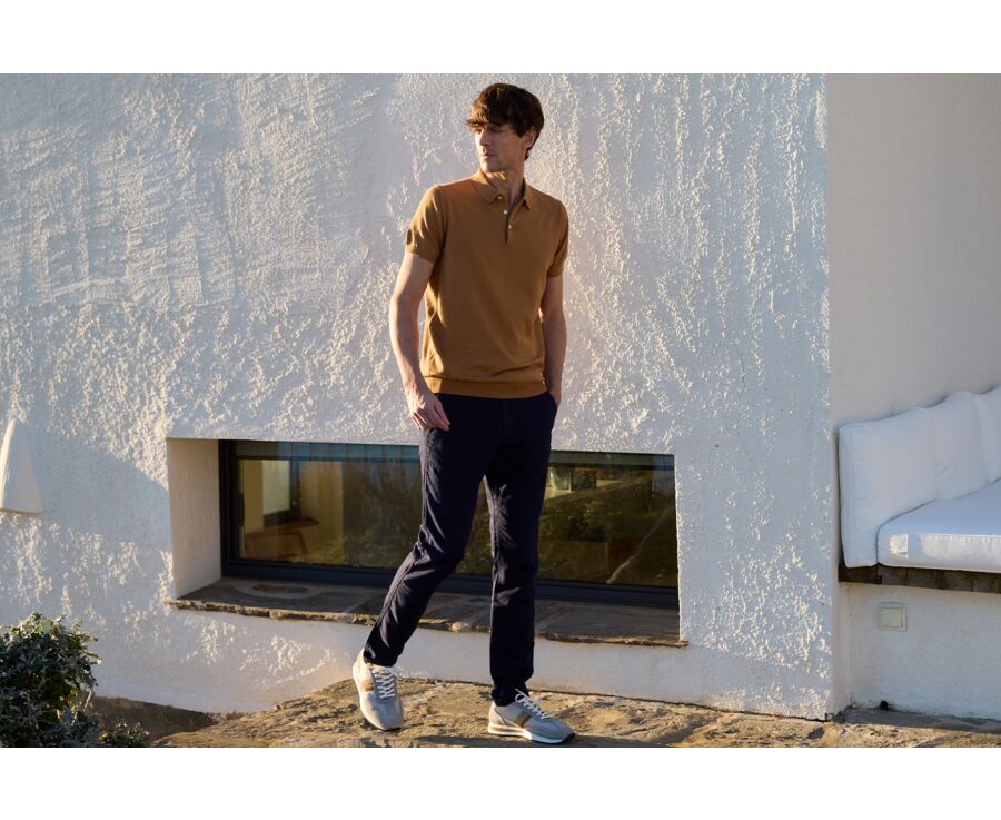 Men’s Dress Knit Polo Shirt  Camel - BRAIDEN