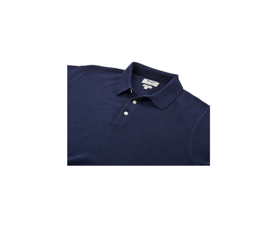 Prussian Blue men's textured polo shirt - BRAIDEN