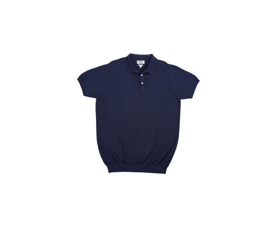 Prussian Blue men's textured polo shirt - BRAIDEN