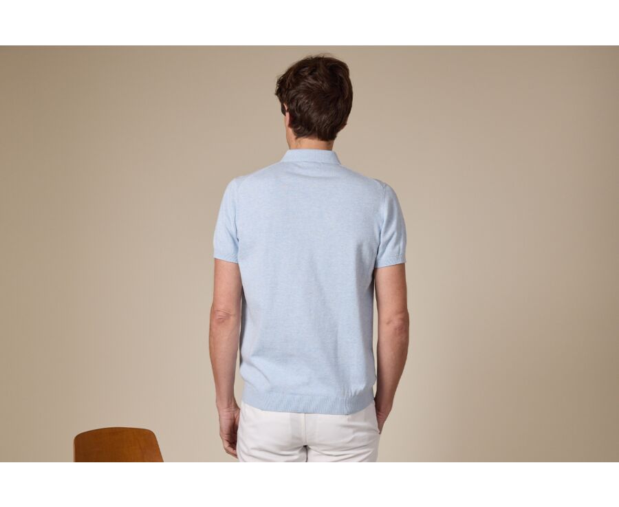Men's light blue heathered polo - BRAIDEN