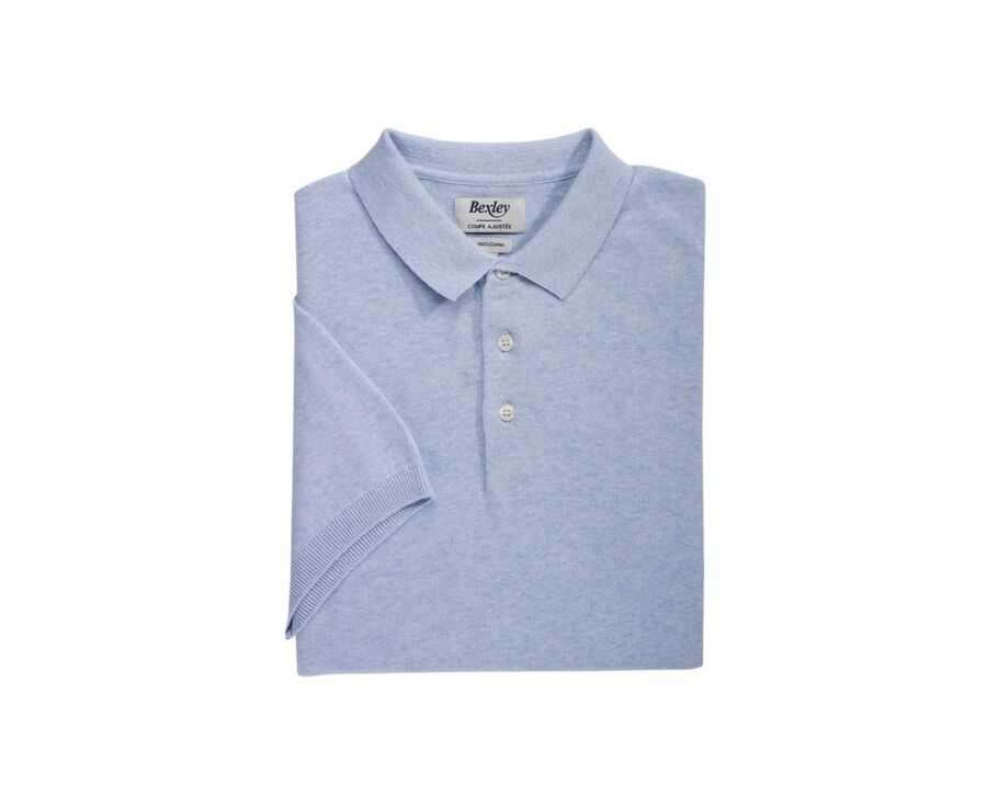 Men's light blue heathered polo - BRAIDEN