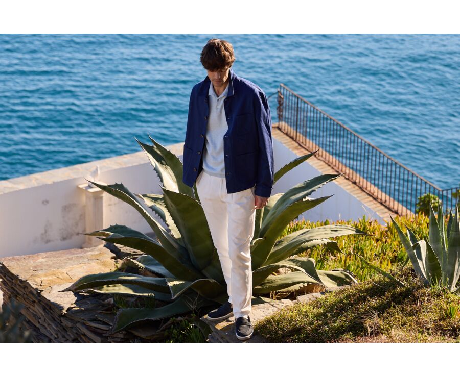 Men's light blue heathered polo - BRAIDEN