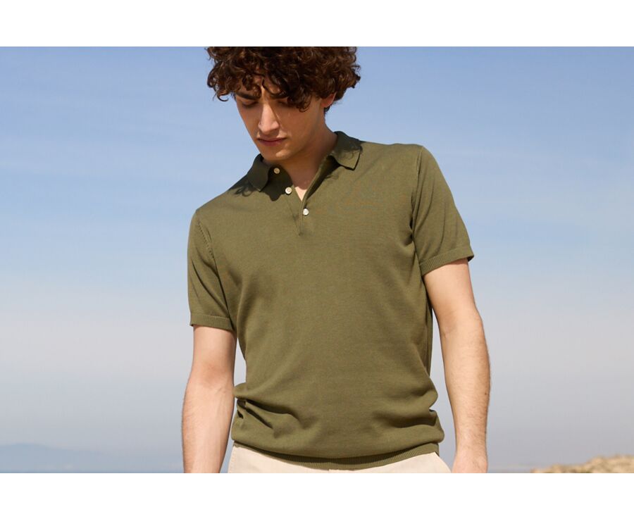 Green Khaki men's polo shirt - BRAIDEN