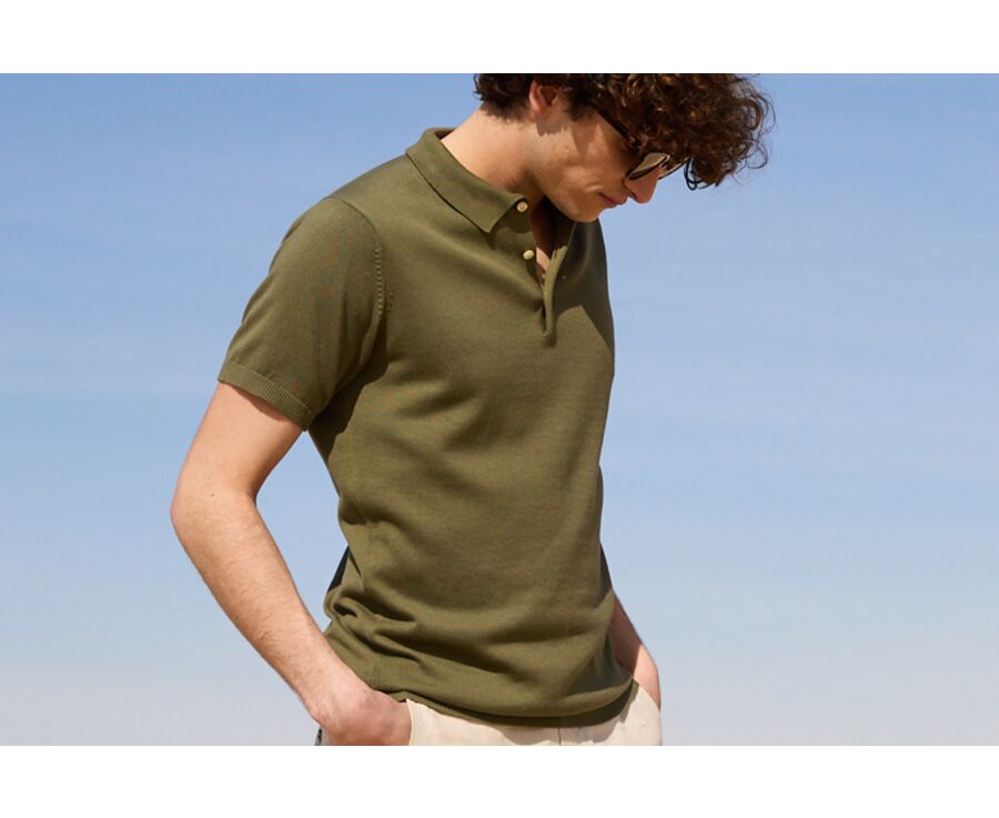 Green Khaki men's polo shirt - BRAIDEN